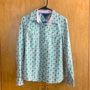 Tommy Hilfiger Medium button down long sleeve shirt. White with floral print